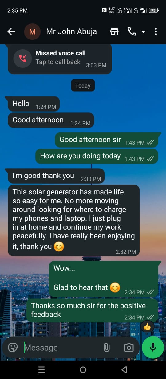 WhatsApp testimonial Mr John Abuja